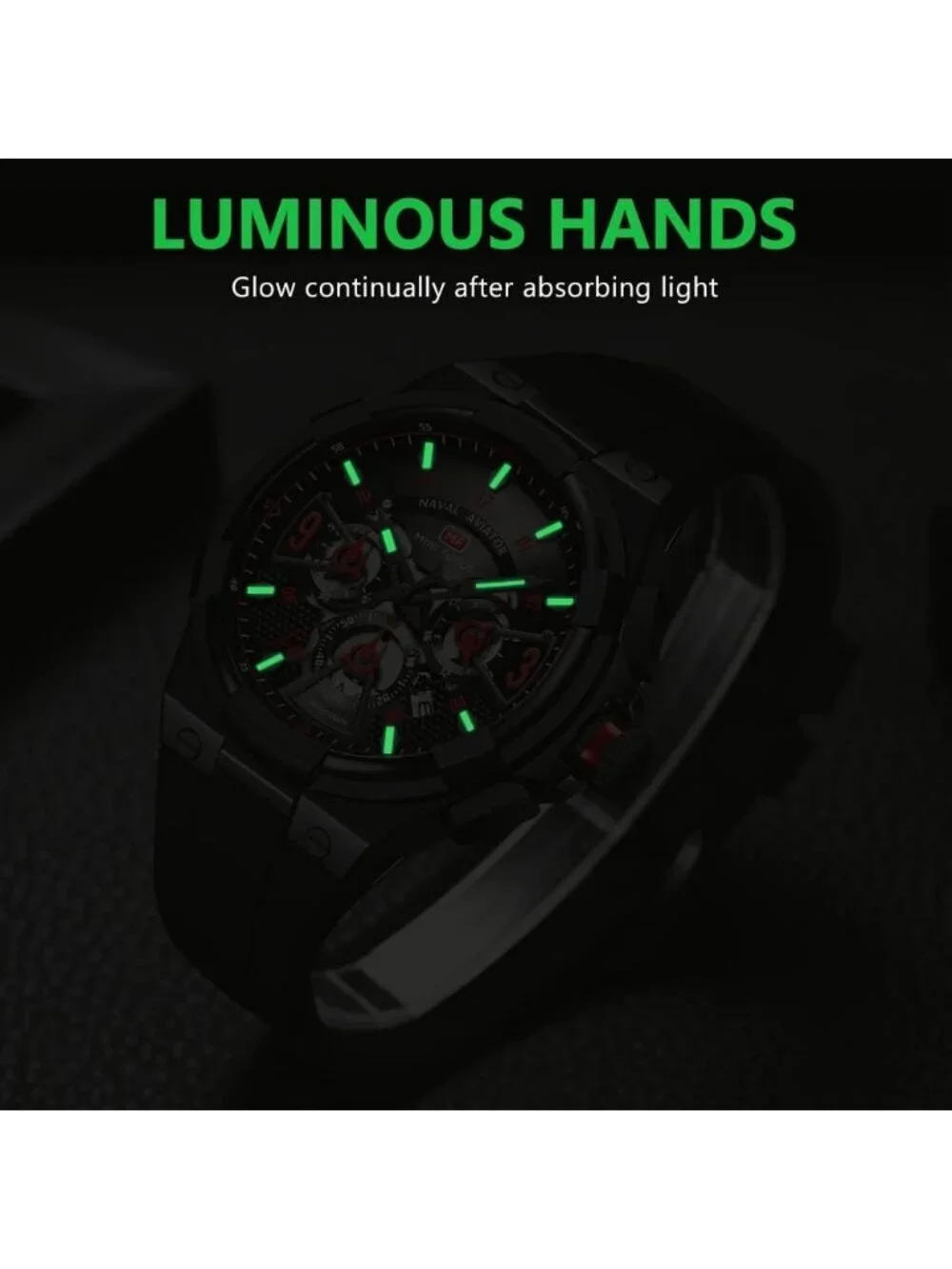 Men's Black And Red Analog Waterproof Chronograph Classic Stylish Casual Watch
